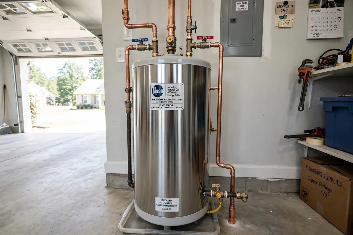 New water heater installation in Greenville, SC — SC Water Heater Services