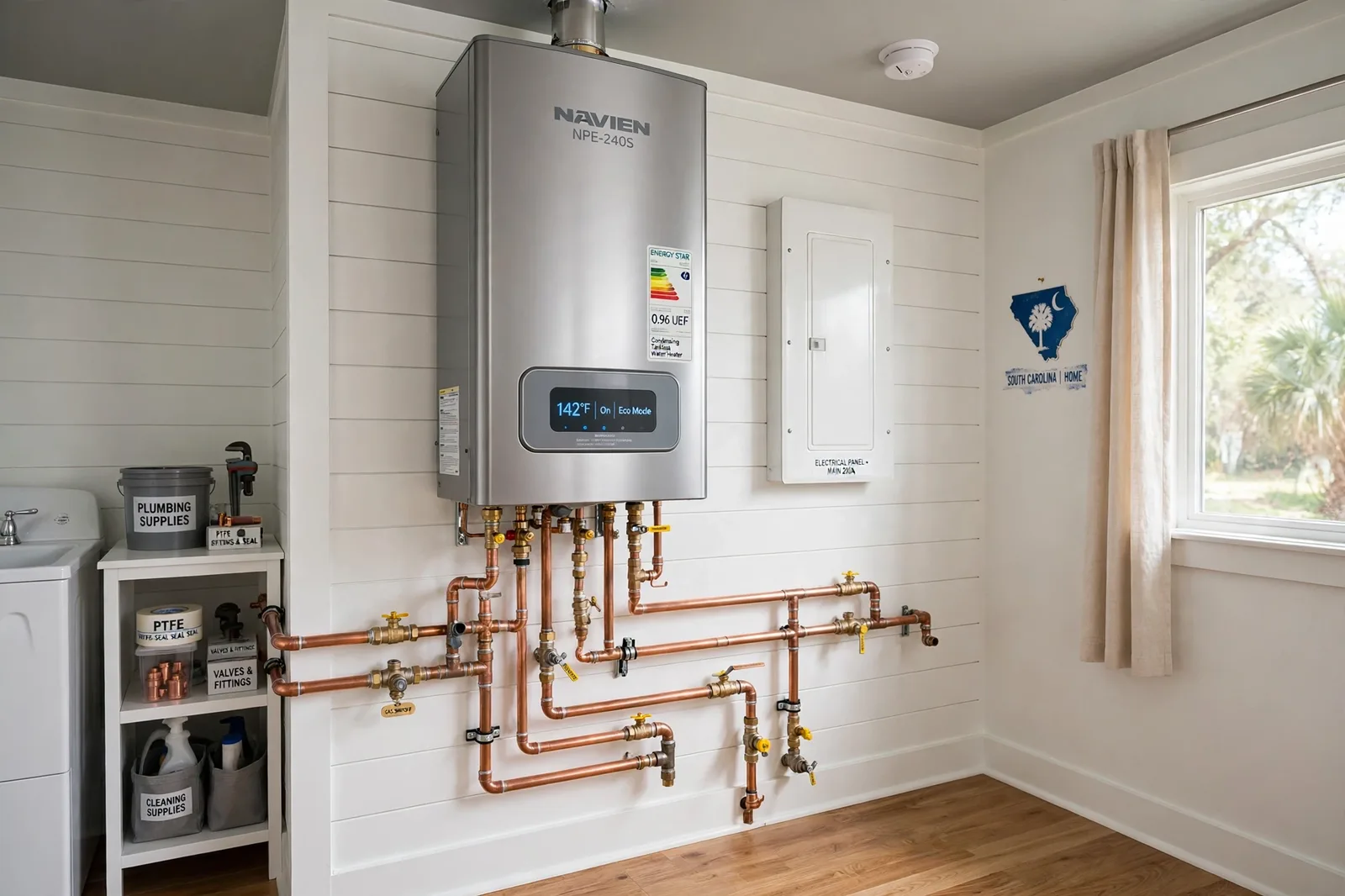 Tankless water heater installed in a South Carolina home, repair and service by SC Water Heater Services